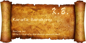 Karafa Barakony névjegykártya